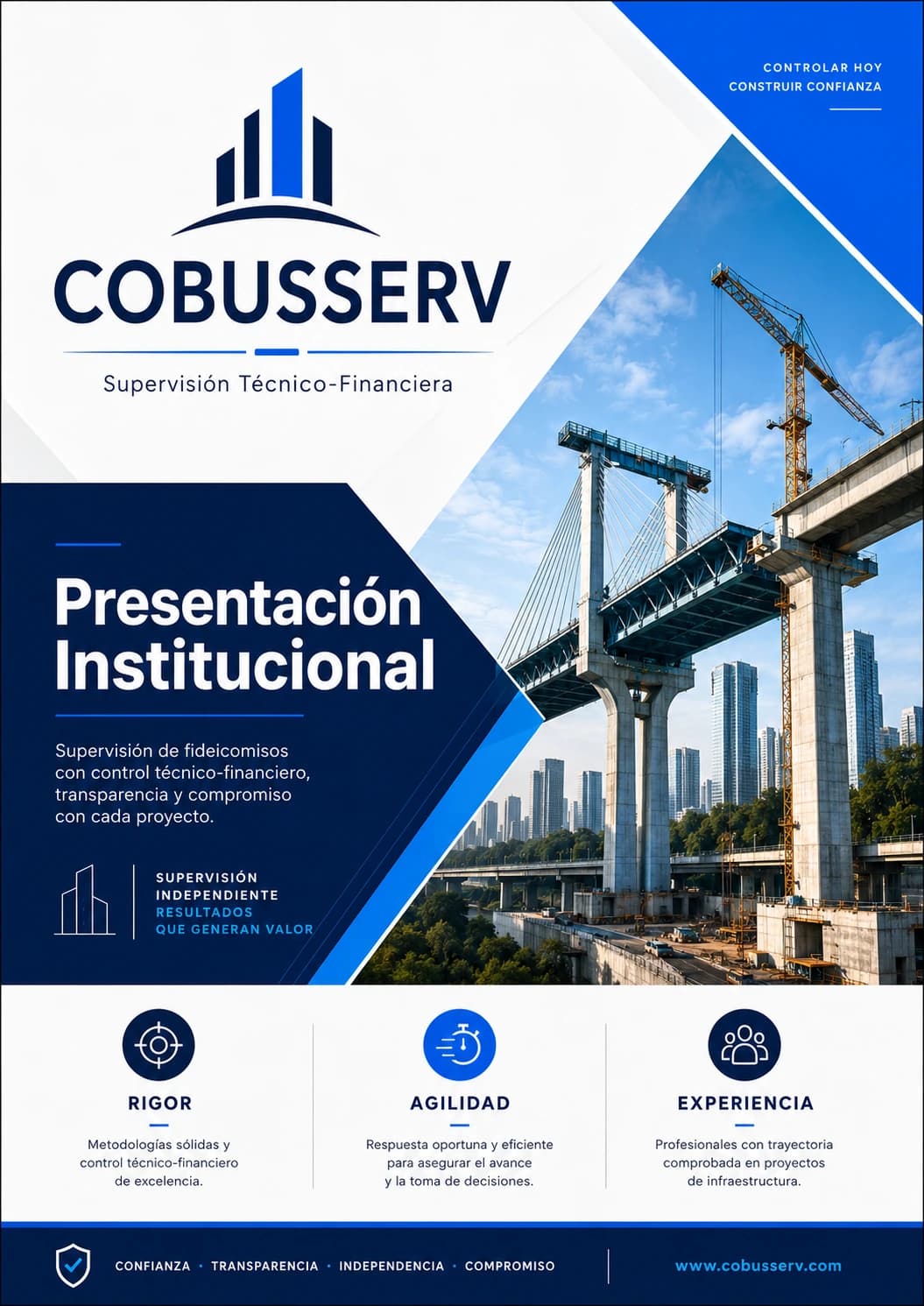 Portada del brochure institucional de COBUSSERV